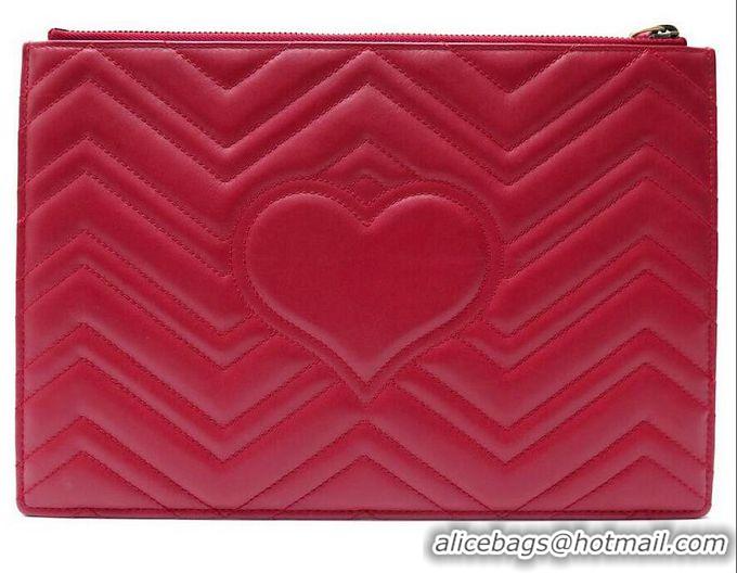 Unique Style Grade Design Gucci GG Marmont Leather Pouch Clutch Bag 476440 Red