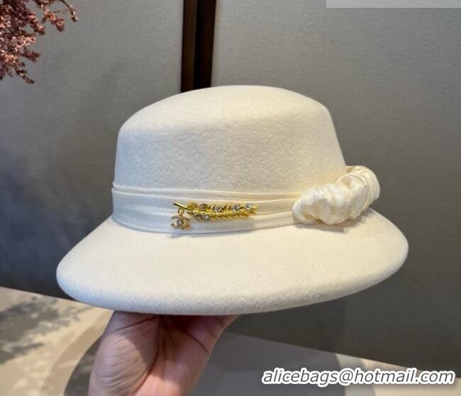 Luxury Discount Chanel Wool Bucket Hat with Band CH010523 White 2026