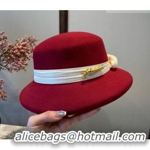 Well Crafted Chanel Wool Bucket Hat with Band CH010523 Red 2026