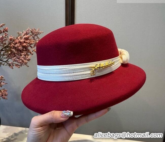 Well Crafted Chanel Wool Bucket Hat with Band CH010523 Red 2026