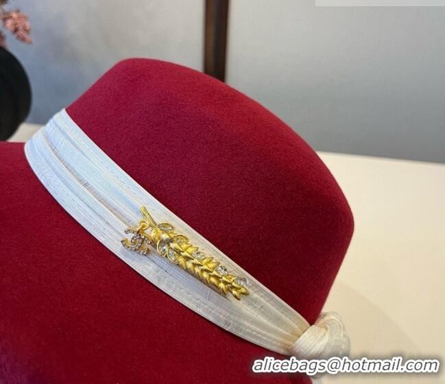 Well Crafted Chanel Wool Bucket Hat with Band CH010523 Red 2026