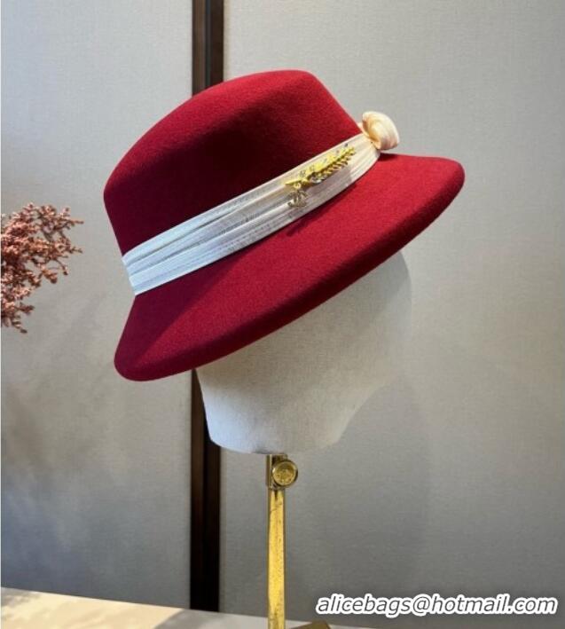 Well Crafted Chanel Wool Bucket Hat with Band CH010523 Red 2026