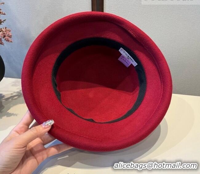 Well Crafted Chanel Wool Bucket Hat with Band CH010523 Red 2026
