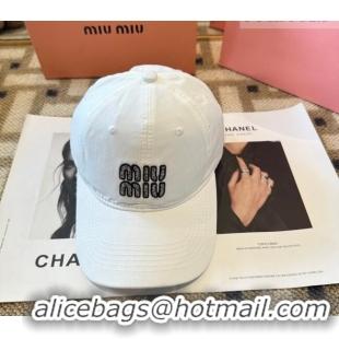 Fashion Discount Miu Miu Canvas Baseball Hat MIU010522 White 2026