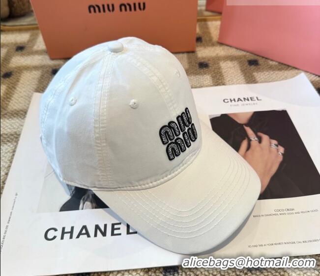 Fashion Discount Miu Miu Canvas Baseball Hat MIU010522 White 2026