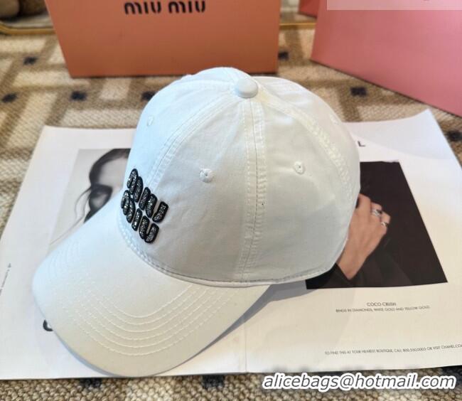 Fashion Discount Miu Miu Canvas Baseball Hat MIU010522 White 2026