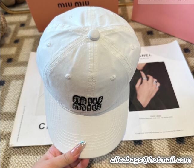 Fashion Discount Miu Miu Canvas Baseball Hat MIU010522 White 2026