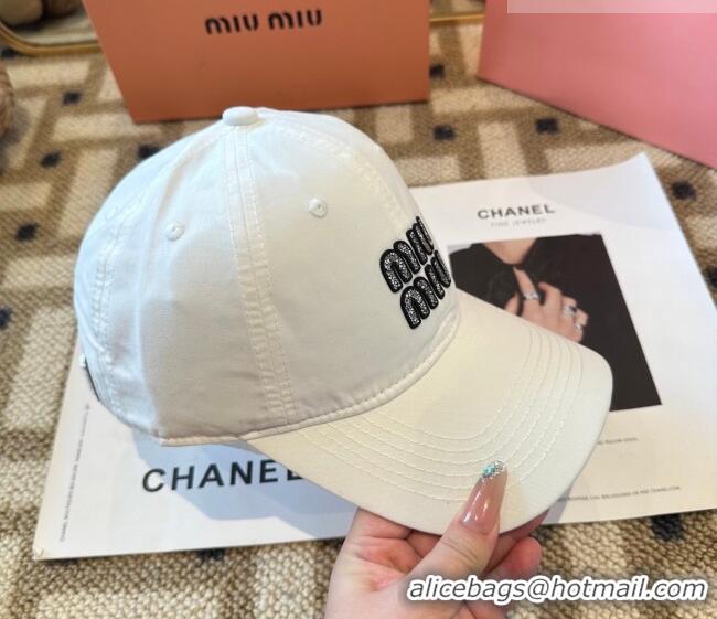 Fashion Discount Miu Miu Canvas Baseball Hat MIU010522 White 2026