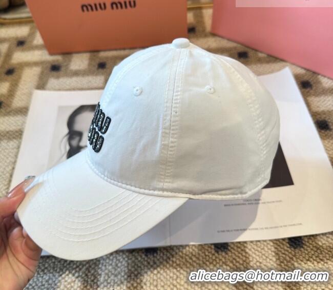 Fashion Discount Miu Miu Canvas Baseball Hat MIU010522 White 2026