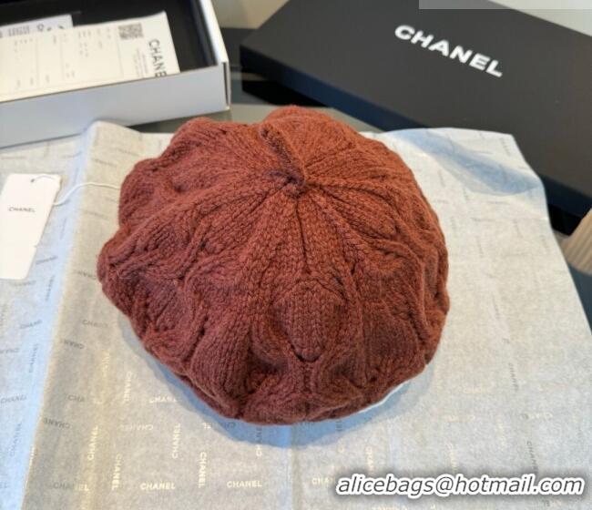 Promotional Chanel Knit Beret Hat CH010525 Brown 2026