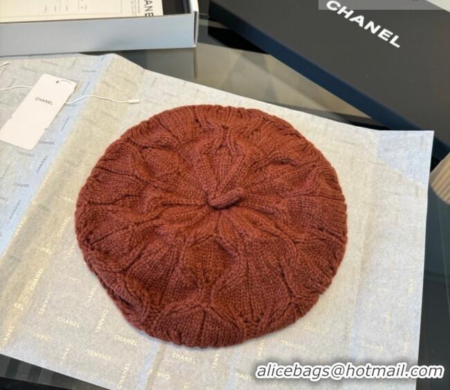 Promotional Chanel Knit Beret Hat CH010525 Brown 2026