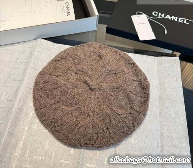 Good Product Chanel Knit Beret Hat CH010525 Grey 2026
