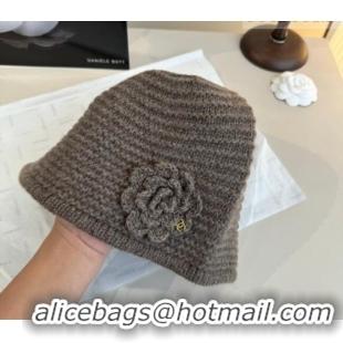 Good Quality Chanel Knit Hat with Camellia Bloom CH010526 Grey 2026