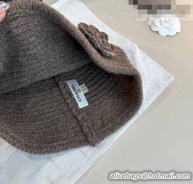 Good Quality Chanel Knit Hat with Camellia Bloom CH010526 Grey 2026