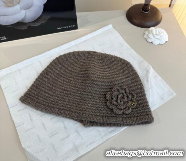 Good Quality Chanel Knit Hat with Camellia Bloom CH010526 Grey 2026