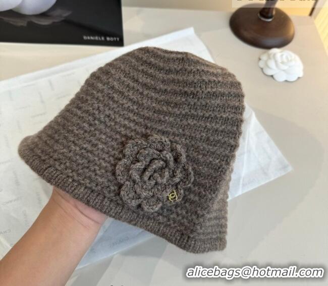 Good Quality Chanel Knit Hat with Camellia Bloom CH010526 Grey 2026
