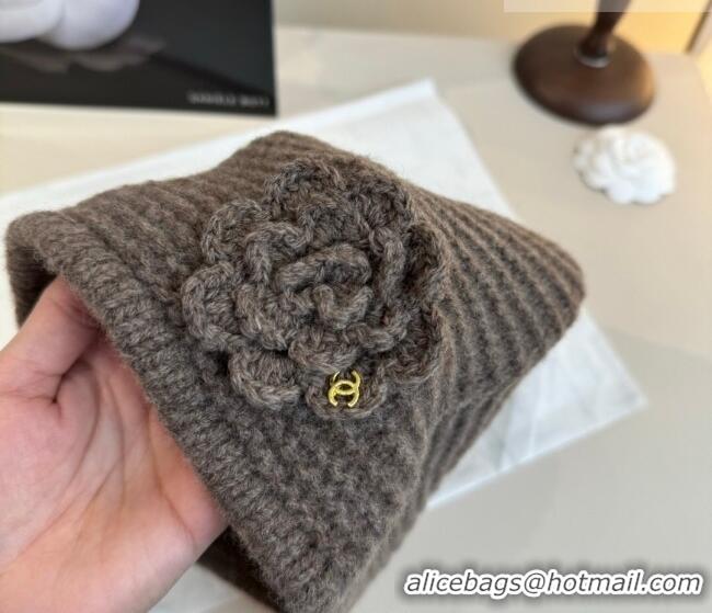 Good Quality Chanel Knit Hat with Camellia Bloom CH010526 Grey 2026