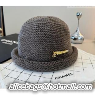 Top Design Chanel Knit Bucket Hat CH010527 Grey 2026