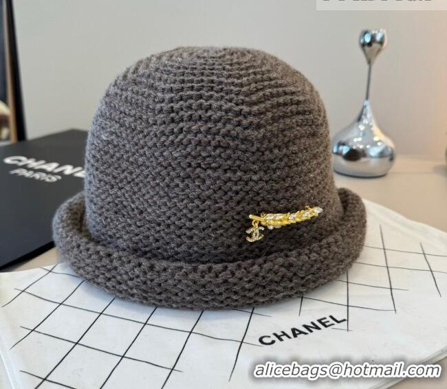 Top Design Chanel Knit Bucket Hat CH010527 Grey 2026