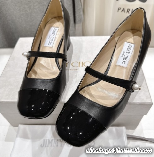Unique Style Jimmy Choo Elisa 45 Pumps in Nappa Leather & Patent Leather Black 5111743