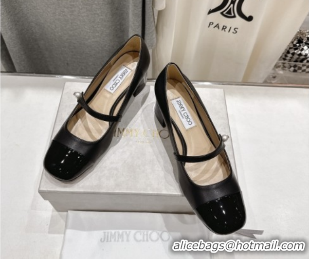 Unique Style Jimmy Choo Elisa 45 Pumps in Nappa Leather & Patent Leather Black 5111743