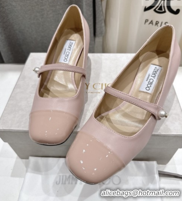 Pretty Style Jimmy Choo Elisa 45 Pumps in Nappa Leather & Patent Leather Pink 5111744