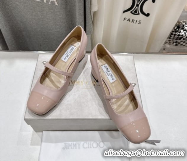 Pretty Style Jimmy Choo Elisa 45 Pumps in Nappa Leather & Patent Leather Pink 5111744