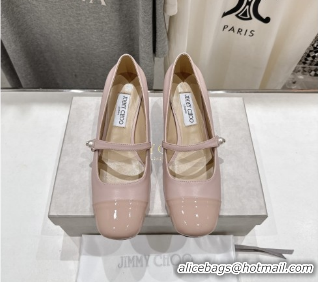 Pretty Style Jimmy Choo Elisa 45 Pumps in Nappa Leather & Patent Leather Pink 5111744