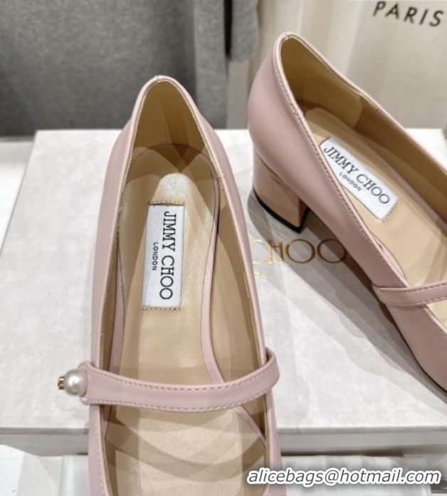 Pretty Style Jimmy Choo Elisa 45 Pumps in Nappa Leather & Patent Leather Pink 5111744