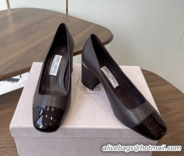 Top Grade Jimmy Choo Jenson 65 Pumps in Nappa & Patent Leather Burgundy 5111745