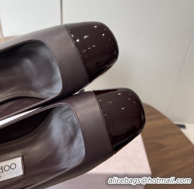 Top Grade Jimmy Choo Jenson 65 Pumps in Nappa & Patent Leather Burgundy 5111745