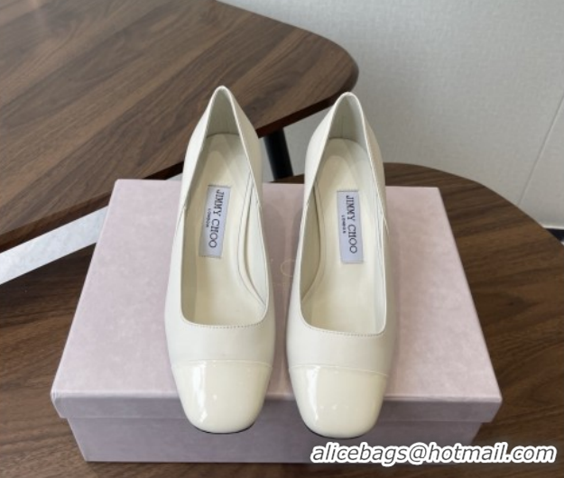 Low Price Jimmy Choo Jenson 65 Pumps in Nappa & Patent Leather White 5111747