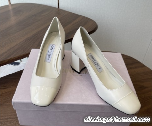 Low Price Jimmy Choo Jenson 65 Pumps in Nappa & Patent Leather White 5111747