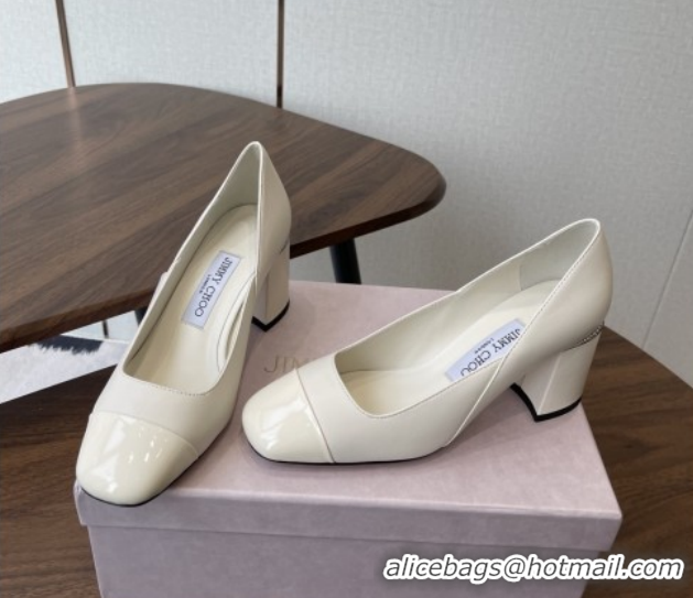 Low Price Jimmy Choo Jenson 65 Pumps in Nappa & Patent Leather White 5111747