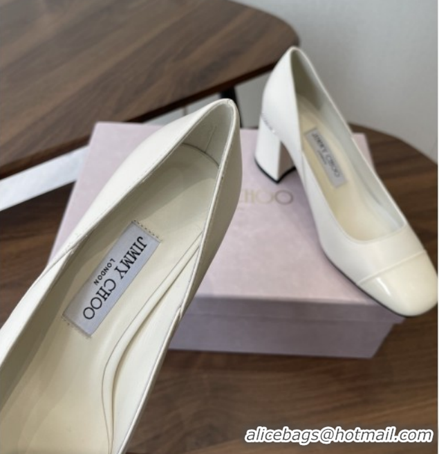Low Price Jimmy Choo Jenson 65 Pumps in Nappa & Patent Leather White 5111747