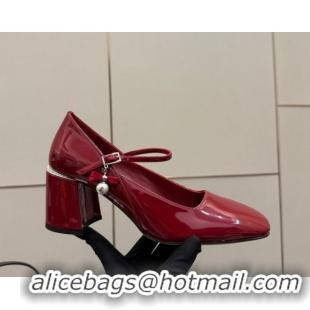 Best Product Jimmy Choo Jenson Mary Janes Pump 6cm in Patent Leather with Pearls Bow Red 1210064