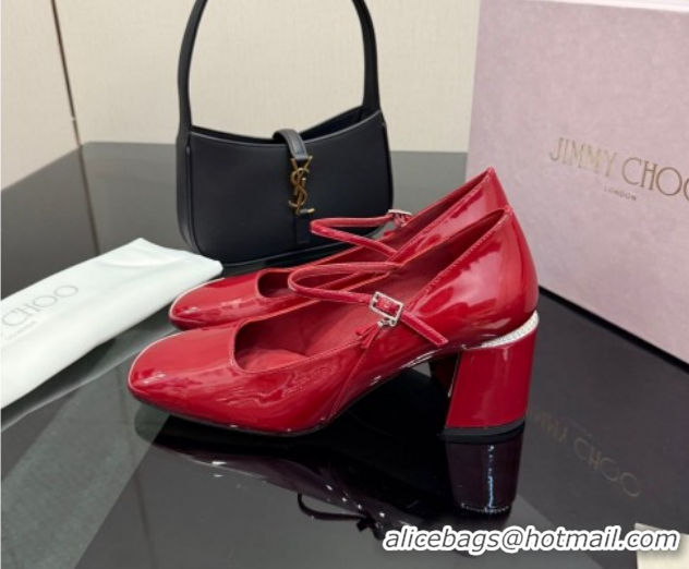 Best Product Jimmy Choo Jenson Mary Janes Pump 6cm in Patent Leather with Pearls Bow Red 1210064