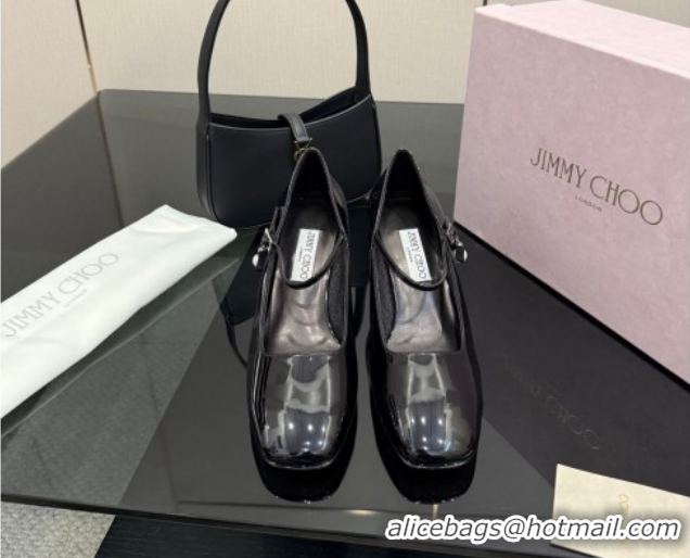 Shop Duplicate Jimmy Choo Jenson Mary Janes Pump 6cm in Patent Leather with Pearls Bow Black 1210066