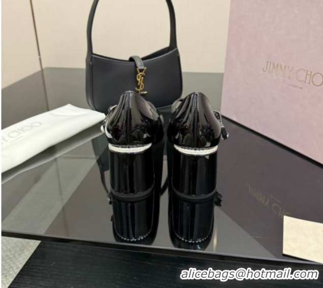 Shop Duplicate Jimmy Choo Jenson Mary Janes Pump 6cm in Patent Leather with Pearls Bow Black 1210066