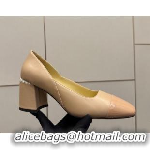 Popular Style Jimmy Choo Jenson Pumps 6cm in Calfskin and Patent Leather with Pearls Bow Nude 1210068