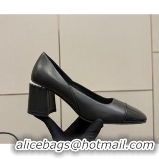 Cheap Price Jimmy Choo Jenson Pumps 6cm in Calfskin and Patent Leather with Pearls Bow Black 1210071