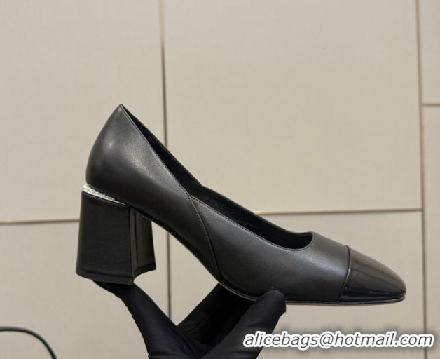 Cheap Price Jimmy Choo Jenson Pumps 6cm in Calfskin and Patent Leather with Pearls Bow Black 1210071