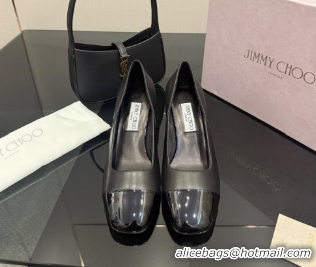 Cheap Price Jimmy Choo Jenson Pumps 6cm in Calfskin and Patent Leather with Pearls Bow Black 1210071