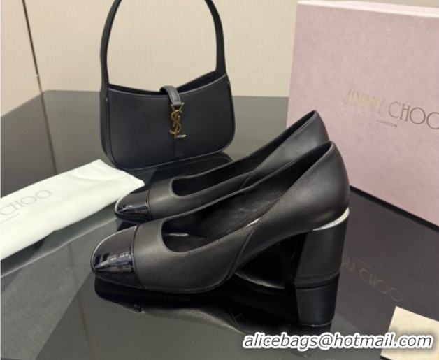 Cheap Price Jimmy Choo Jenson Pumps 6cm in Calfskin and Patent Leather with Pearls Bow Black 1210071