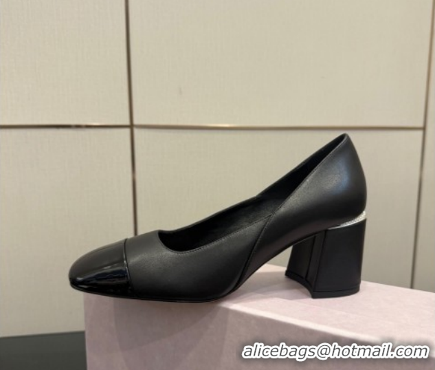 Cheap Price Jimmy Choo Jenson Pumps 6cm in Calfskin and Patent Leather with Pearls Bow Black 1210071