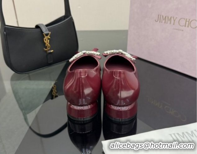 Big Discount Jimmy Choo Auria Pumps in Soft Calf Leather with Strass Bow Dark Burgundy 1210073