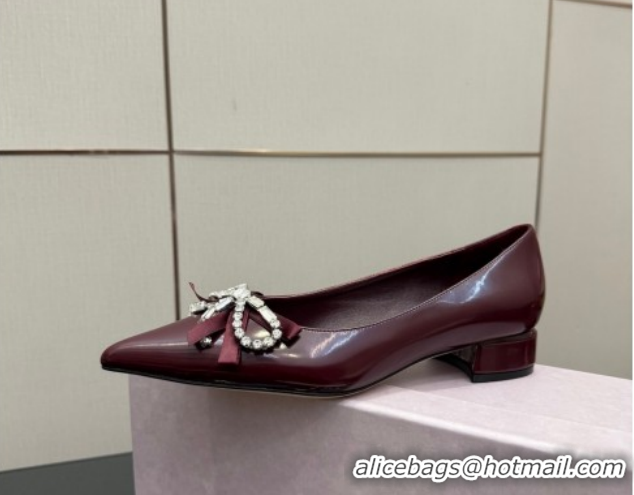 Big Discount Jimmy Choo Auria Pumps in Soft Calf Leather with Strass Bow Dark Burgundy 1210073