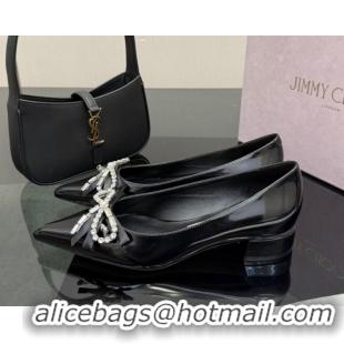 Good Product Jimmy Choo Auria Pumps in Soft Calf Leather with Strass Bow Black 1210074