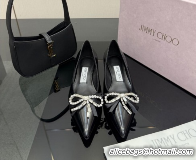 Good Product Jimmy Choo Auria Pumps in Soft Calf Leather with Strass Bow Black 1210074