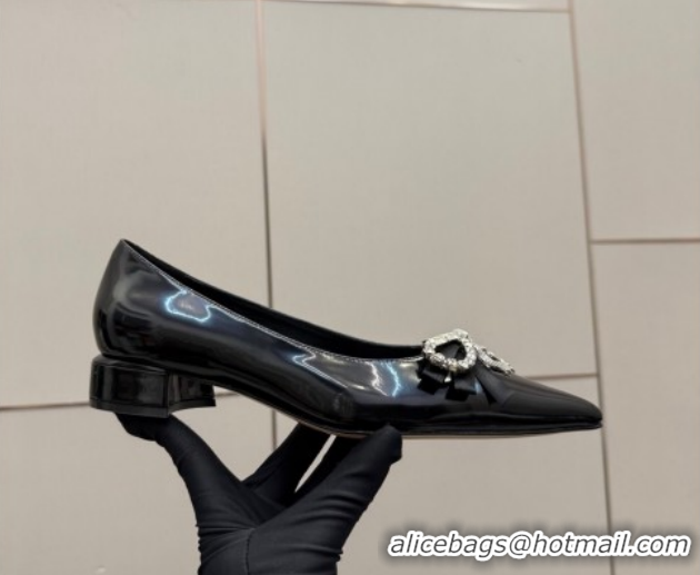 Good Product Jimmy Choo Auria Pumps in Soft Calf Leather with Strass Bow Black 1210074